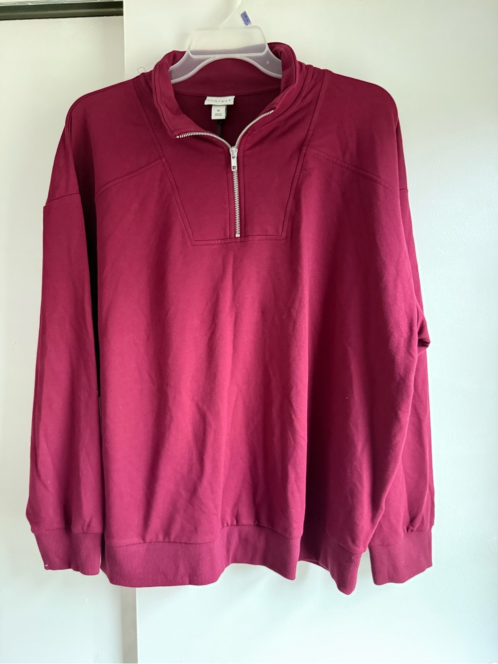 Ava & Viv Men's Half-Zip Sweater in Deep Berry